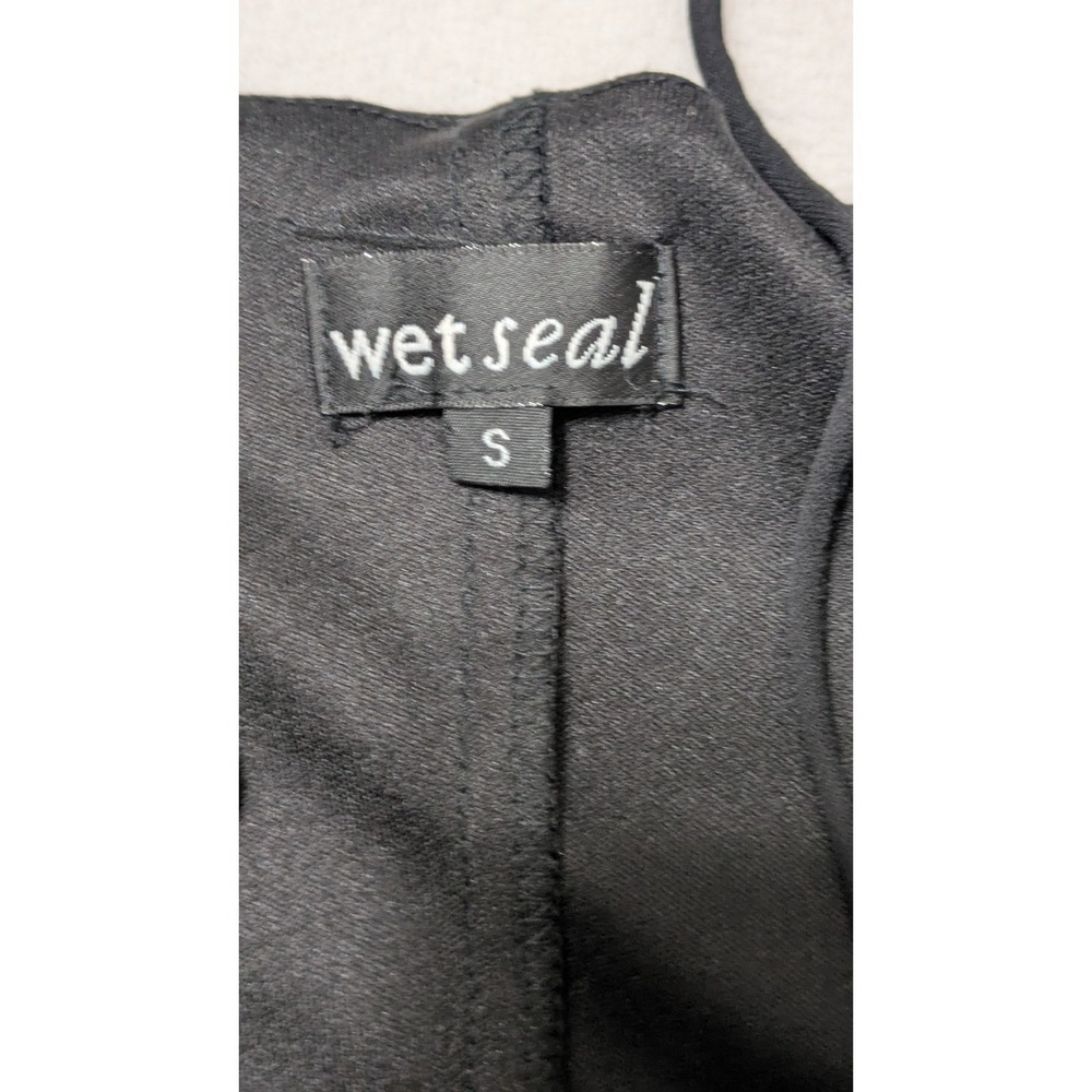 vtg Wet Seal slip dress sparkle black small  asymmetrical‎ hem midi spaghetti - Picture 4 of 13